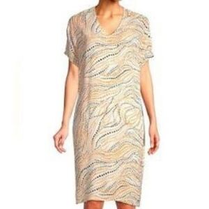 Chico's Womens Print Wedge Shrift V Neck Short Sleeve Summer Dress Size 2(12-14)